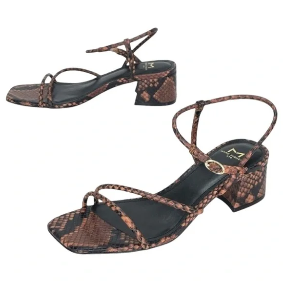 Marc Fisher LTD Womens Sandal 6M Jiny2 Brown Snake Print Block Heel - Picture 14 of 16